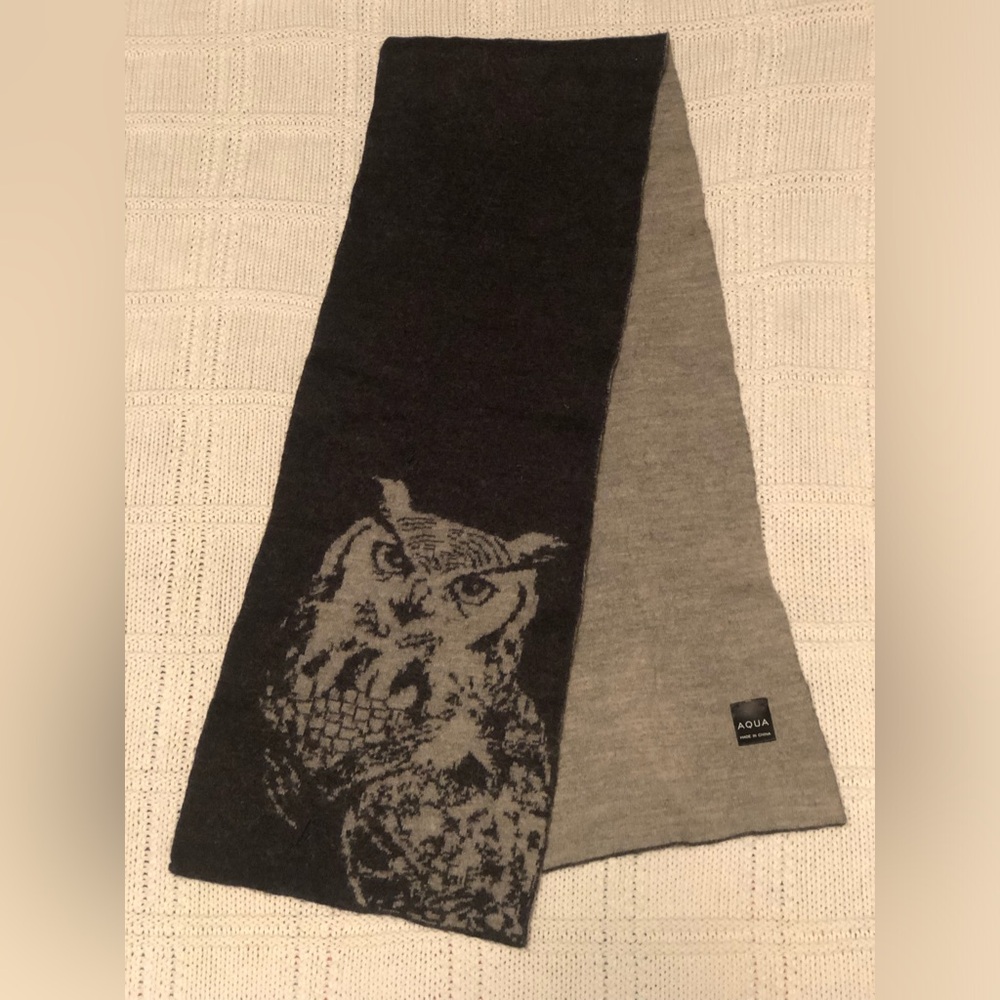 Aqua Owl Design Scarf
